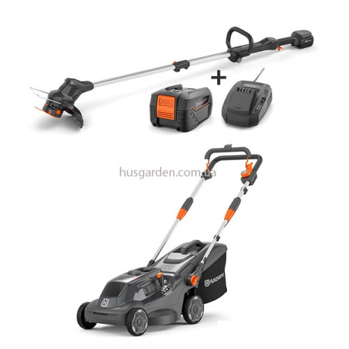 Аккум. триммер Husqvarna Aspire T28-P4A KIT, с АКБ и ЗУ + Аккум. газонокосилка Aspire LC34-P4A, без АКБ и ЗУ (9706202‑07_01)
